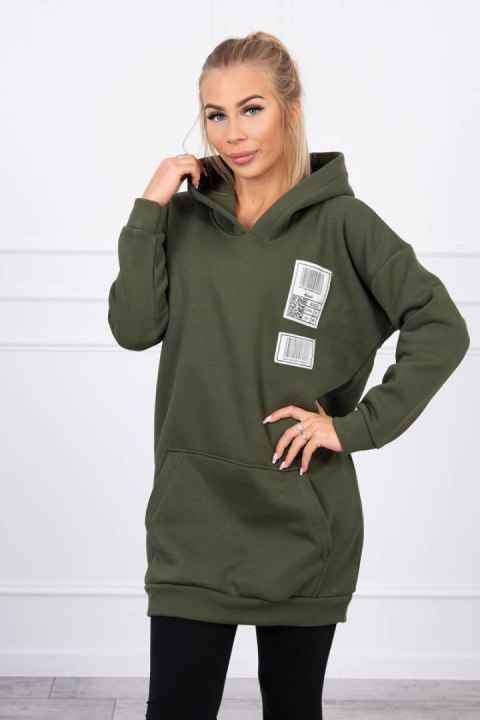 Bluza z kapturem z naszywkami khaki
