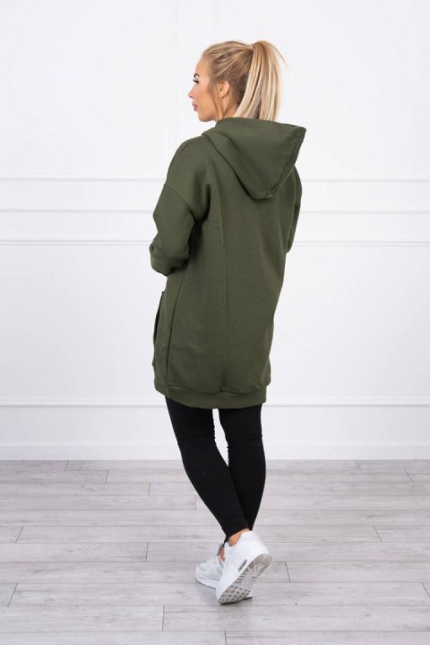 Bluza z kapturem z naszywkami khaki