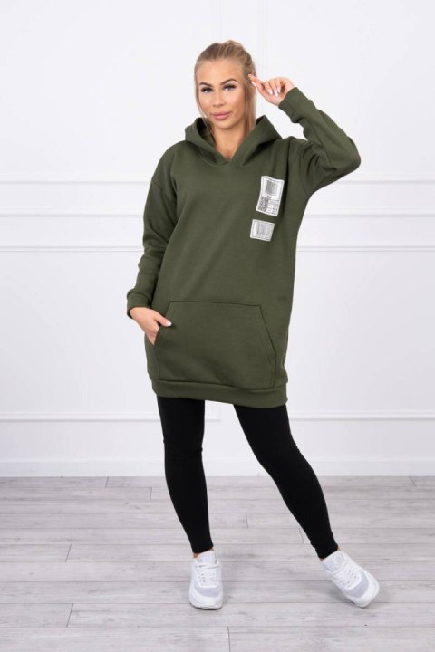 Bluza z kapturem z naszywkami khaki