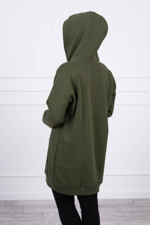Bluza z kapturem z naszywkami khaki