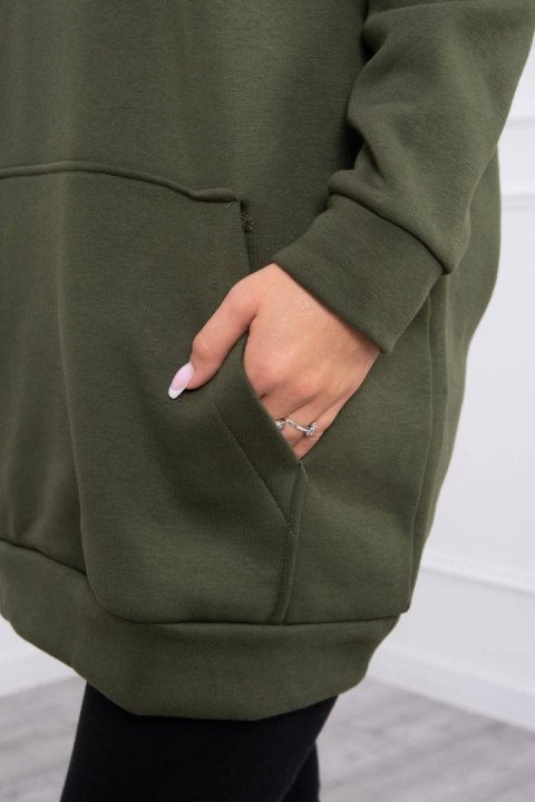 Bluza z kapturem z naszywkami khaki