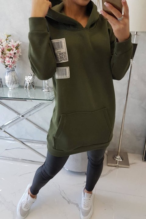 Bluza z kapturem z naszywkami khaki