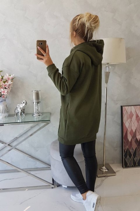 Bluza z kapturem z naszywkami khaki
