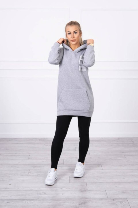 Bluza z kapturem z naszywkami szara