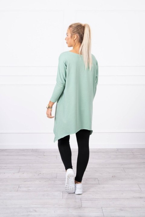 Bluzka oversize z nadrukiem tęczowych ust ciemny miętowy