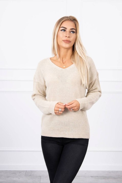 Sweter z dekoltem V beżowy Sweter z dekoltem V beżowy