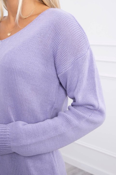 Sweter z dekoltem V fioletowy