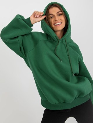 Bluza oversize z kapturem ciemny zielony basic UNI
