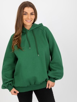 Bluza oversize z kapturem ciemny zielony basic UNI