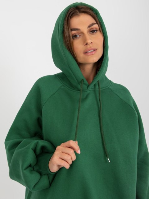 Bluza oversize z kapturem ciemny zielony basic Bluza oversize z kapturem ciemny zielony basic