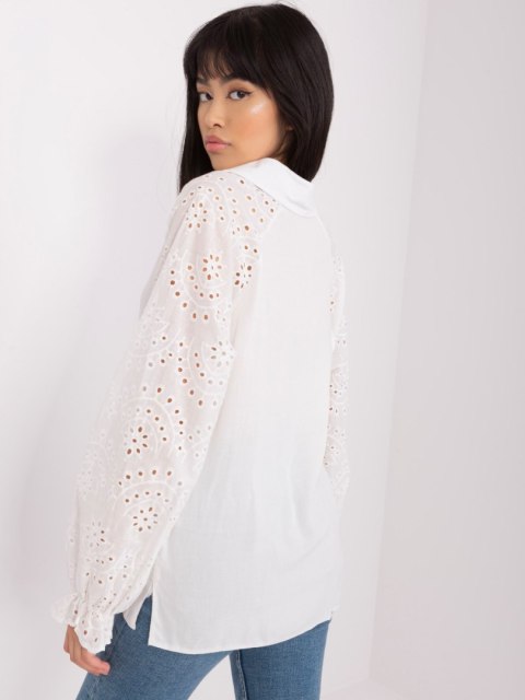 Koszulowa bluzka z wiskozy w stylu boho, kolor ecru, rozmiar L/XL Koszulowa bluzka z wiskozy w stylu boho, kolor ecru, rozmiar L/XL