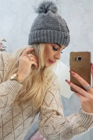 Czapka K168 ciemno szary