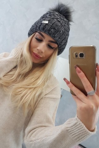 Czapka K169 czarny+szary