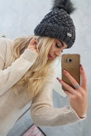 Czapka K169 czarny+szary