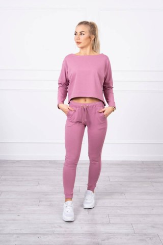 Komplet z bluzką oversize ciemny różowy