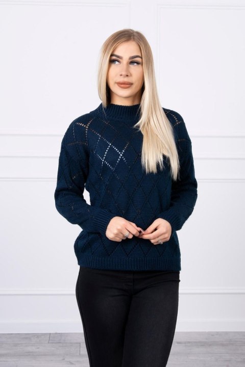 Sweter z półgolfem i wzorem w romby granatowy Sweter z półgolfem i wzorem w romby granatowy