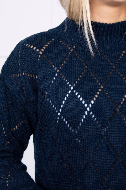 Sweter z półgolfem i wzorem w romby granatowy Sweter z półgolfem i wzorem w romby granatowy
