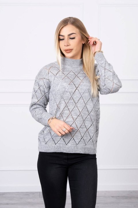 Sweter z półgolfem i wzorem w romby szary Sweter z półgolfem i wzorem w romby szary