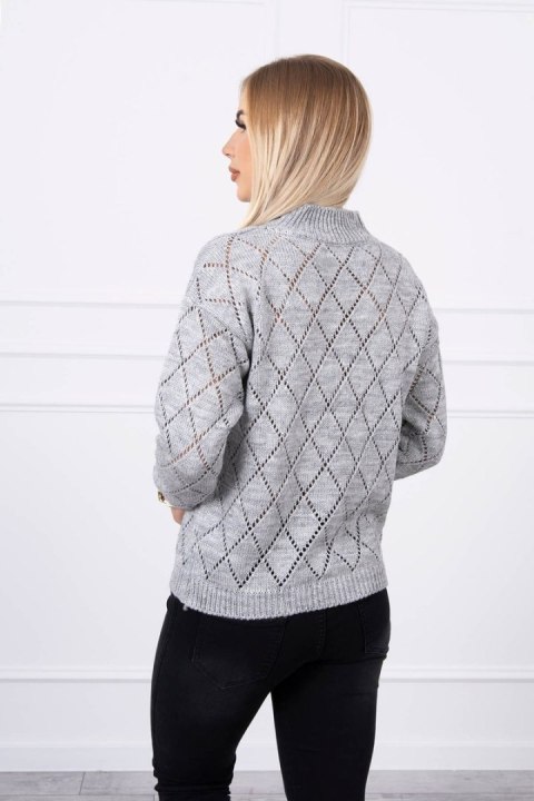 Sweter z półgolfem i wzorem w romby szary Sweter z półgolfem i wzorem w romby szary