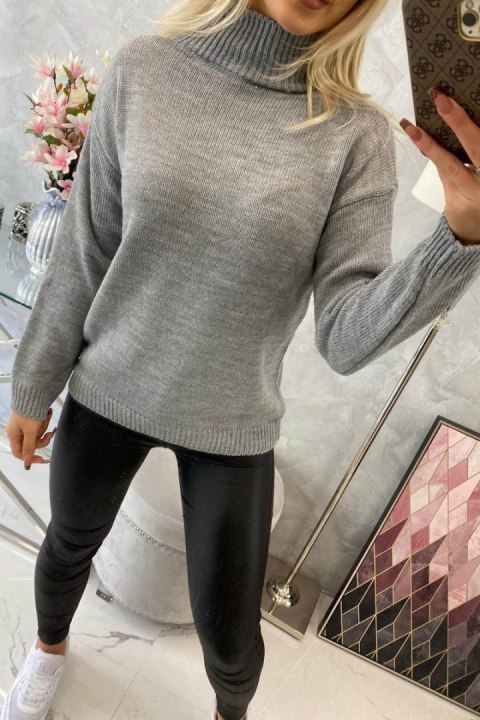 Sweter z półgolfem szary