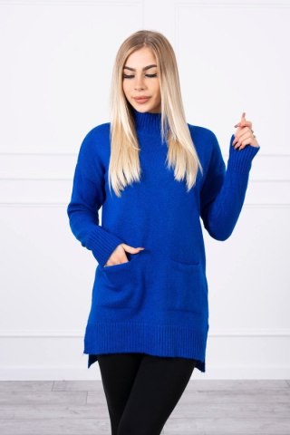 Sweter ze stójką chabrowy