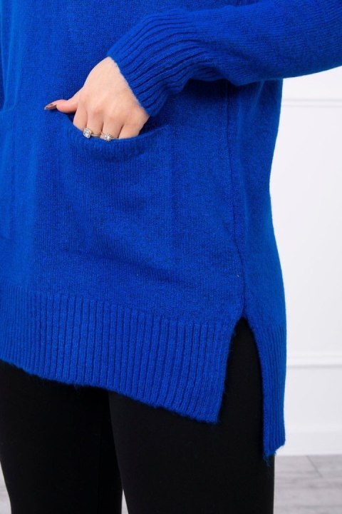 Sweter ze stójką chabrowy