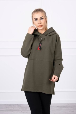 Tunika z suwakiem na kapturze Oversize khaki