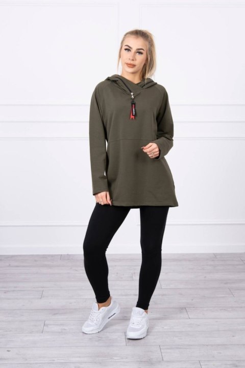 Tunika z suwakiem na kapturze Oversize khaki