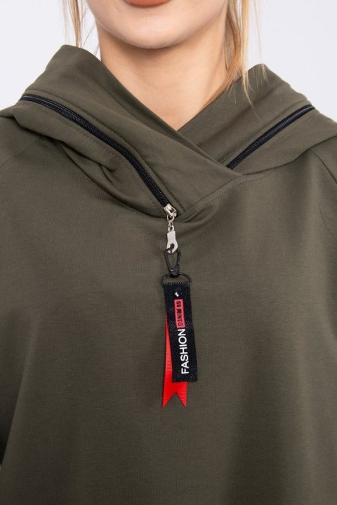 Tunika z suwakiem na kapturze Oversize khaki