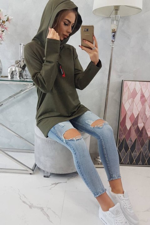 Tunika z suwakiem na kapturze Oversize khaki