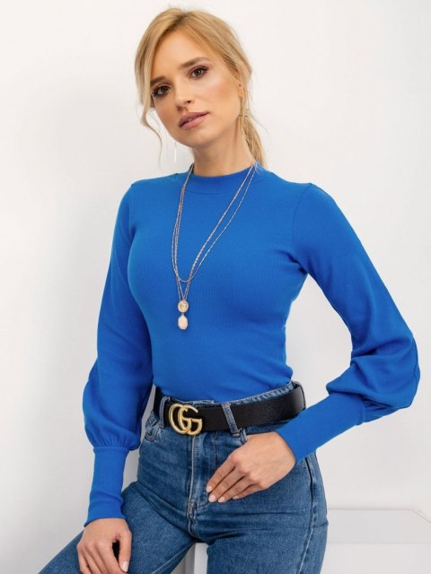 Bluzka damska niebieska w prążek półgolf z bawełny M Bluzka damska niebieska w prążek półgolf z bawełny M