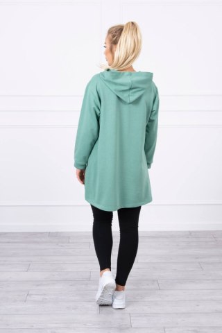 Bluza z dłuższym tyłem i kapturem ciemno miętowa