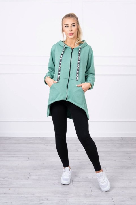 Bluza z dłuższym tyłem i kapturem ciemno miętowa Bluza z dłuższym tyłem i kapturem ciemno miętowa