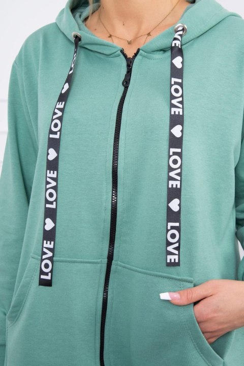Bluza z dłuższym tyłem i kapturem ciemno miętowa Bluza z dłuższym tyłem i kapturem ciemno miętowa