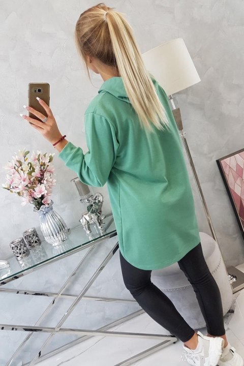 Bluza z dłuższym tyłem i kapturem ciemno miętowa Bluza z dłuższym tyłem i kapturem ciemno miętowa