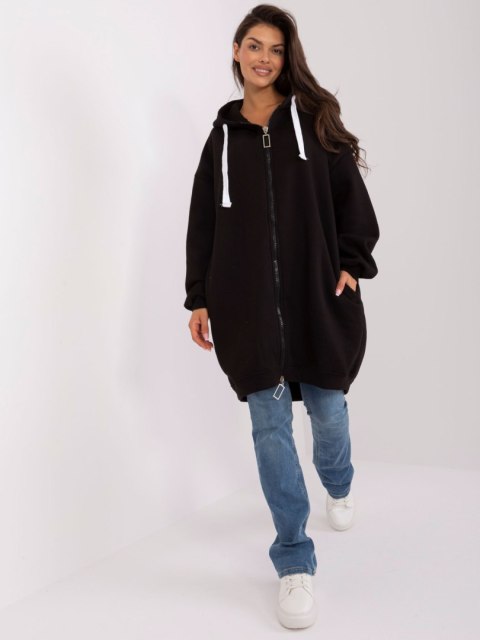 Czarna ocieplana bluza basic z suwakiem kieszeniami i kapturem Czarna ocieplana bluza basic z suwakiem kieszeniami i kapturem