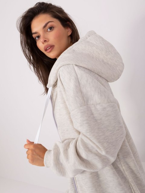 Jasnoszara rozpinana bluza basic z kieszeniami i kapturem Jasnoszara rozpinana bluza basic z kieszeniami i kapturem