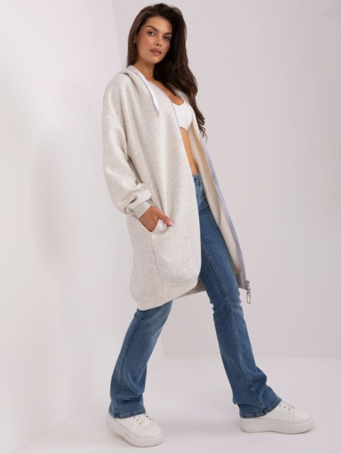 Jasnoszara rozpinana bluza basic z kieszeniami i kapturem Jasnoszara rozpinana bluza basic z kieszeniami i kapturem