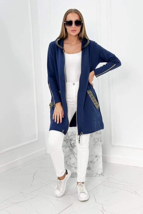 Bluza z ozdobną taśmą jeansowa zasuwana z kapturem Bluza z ozdobną taśmą jeansowa zasuwana z kapturem