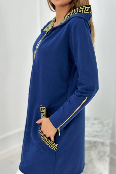 Bluza z ozdobną taśmą jeansowa zasuwana z kapturem Bluza z ozdobną taśmą jeansowa zasuwana z kapturem