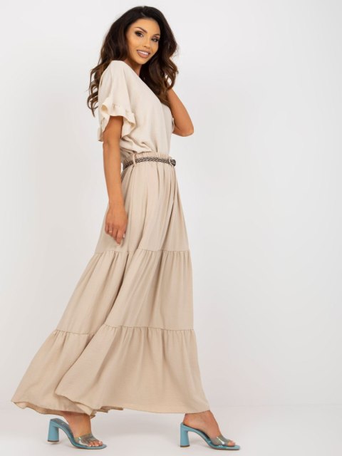 Spódnica maxi z falbaną letnia beżowa Italy Moda Spódnica maxi z falbaną letnia beżowa Italy Moda