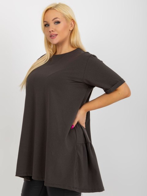 Bluzka khaki długa z falbaną plus size bawełniana Bluzka khaki długa z falbaną plus size bawełniana