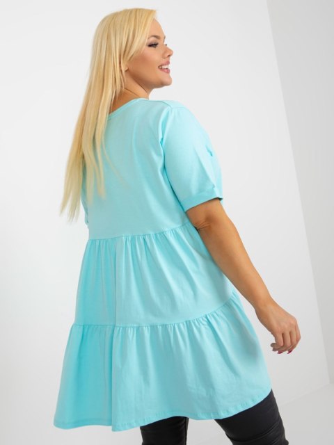 Bluzka miętowa długa z falbaną plus size bawełniana Bluzka miętowa długa z falbaną plus size bawełniana