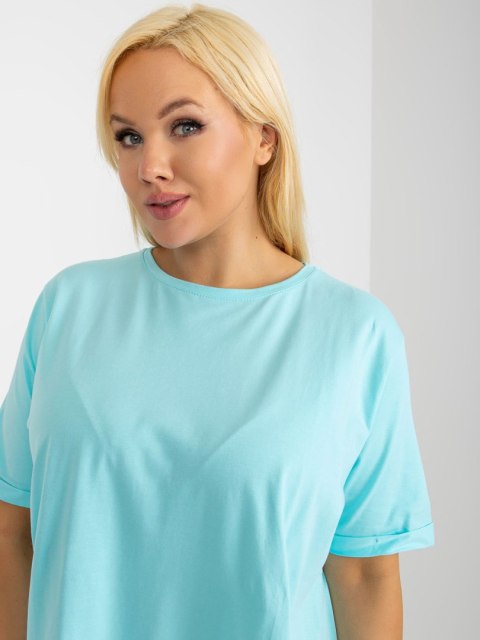 Bluzka miętowa długa z falbaną plus size bawełniana Bluzka miętowa długa z falbaną plus size bawełniana