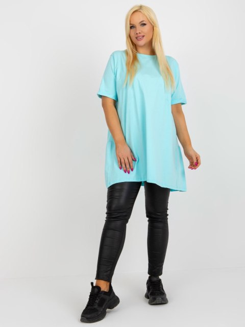Bluzka miętowa długa z falbaną plus size bawełniana Bluzka miętowa długa z falbaną plus size bawełniana