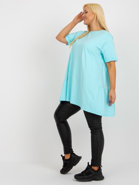 Bluzka miętowa długa z falbaną plus size bawełniana Bluzka miętowa długa z falbaną plus size bawełniana