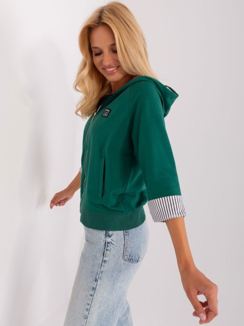 Bluza rozpinana z kaputer rękaw 3/4 ciemny zielony Bluza rozpinana z kaputer rękaw 3/4 ciemny zielony