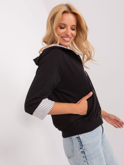 Bluza rozpinana z kaputer rękaw 3/4 czarna Bluza rozpinana z kaputer rękaw 3/4 czarna