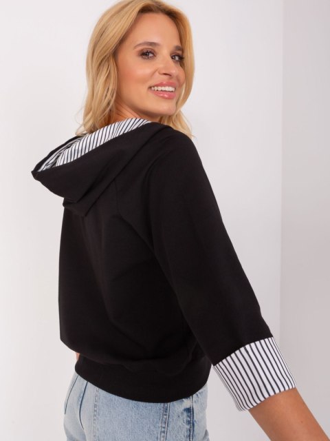 Bluza rozpinana z kaputer rękaw 3/4 czarna Bluza rozpinana z kaputer rękaw 3/4 czarna