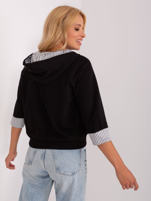 Bluza rozpinana z kaputer rękaw 3/4 czarna Bluza rozpinana z kaputer rękaw 3/4 czarna